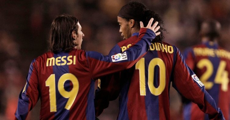 Messi, o aguadeiro de Ronaldinho